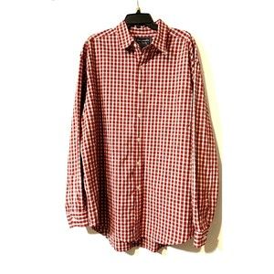 Abercrombie & Fitch Shirt Men's Large Red White Plaid button front Casual